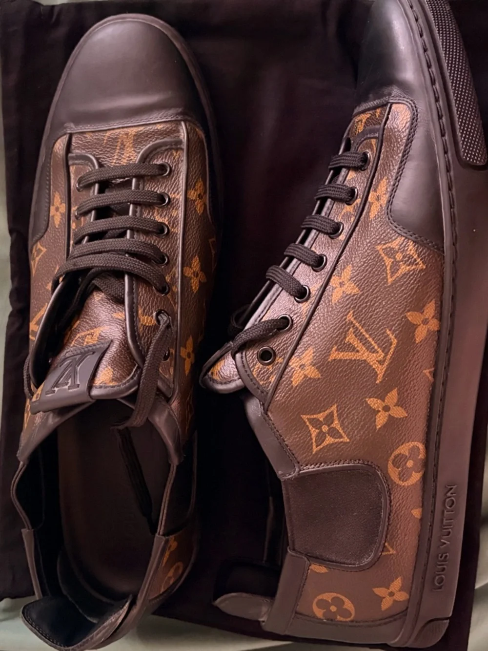 Louis Vuitton Brown Monogram Trainer with Black Trim - Picture 3 of 4